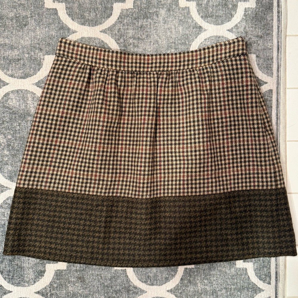 J. Crew A-Line Skirt in Black and Brown Houndstooth Size 8